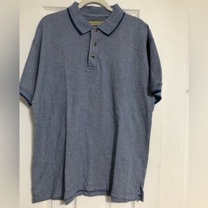 Natural life polo shirt blue white striped‎ men’s size large 100% cotton casual